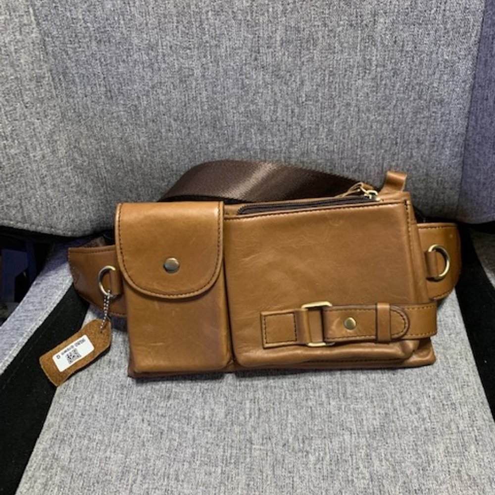 NWT NIUCUNZH Cowhide Waist/Crossbody Fanny Pack-Genuine Leather Adjustable